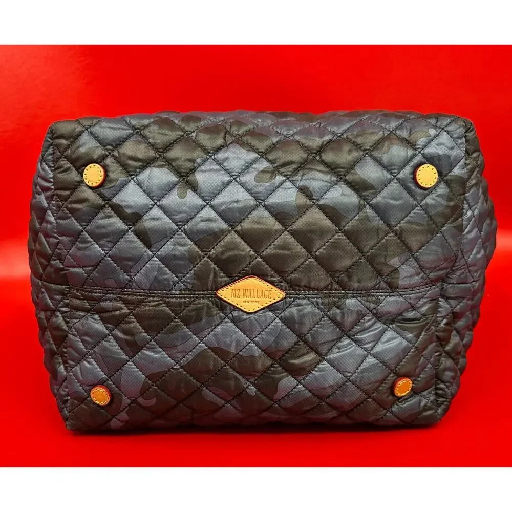 MZ Wallace Metro Blue Camo Travel Quilted Tote Bag With Matching Pouch Excellent - Picture 7 of 16